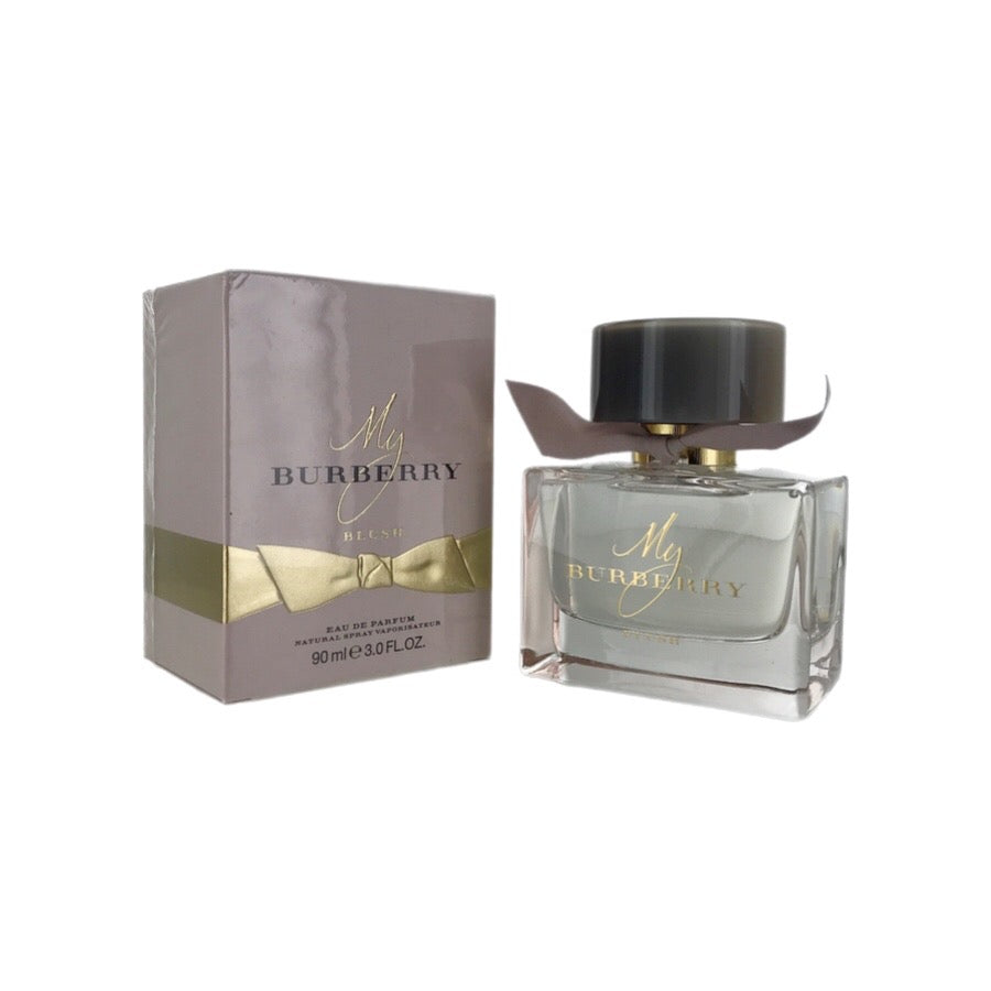 Burberry Blush EDP bottle and box, with the bottle showing the brand's logo and the box having the product name and a description.