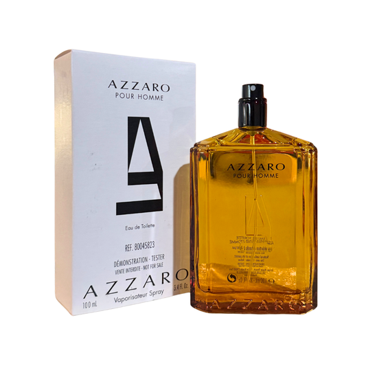 Azzaro Pour Homme perfume bottle and packaging on a white background