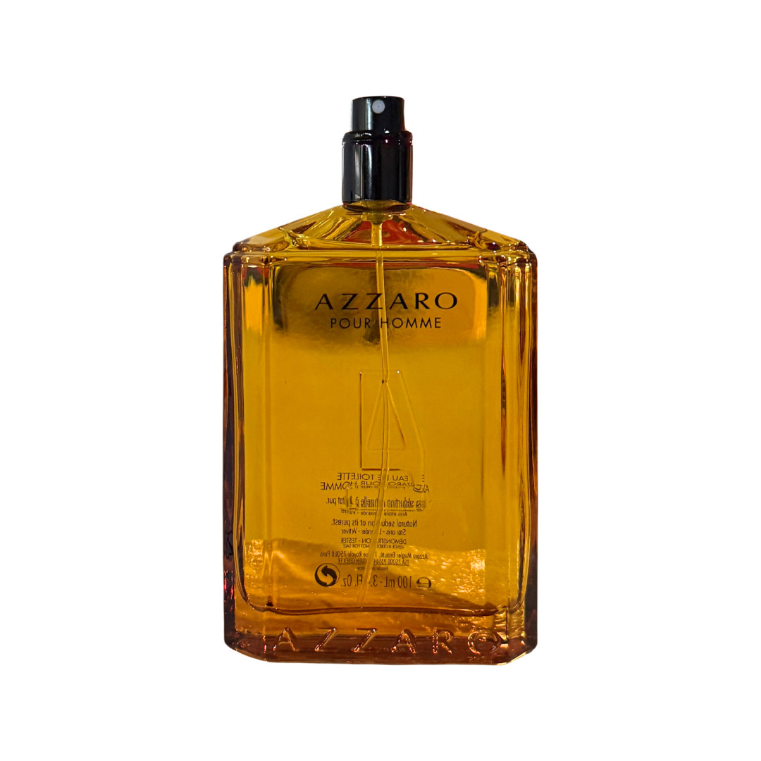 Azzaro Pour Homme perfume bottle on a white background