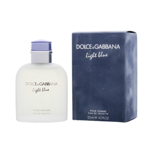 Dolce & Gabbana Light Blue perfume bottle and packaging on a white background
