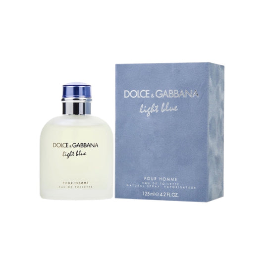 Dolce & Gabbana Light Blue eau de toilette spray bottle next to its packaging box.