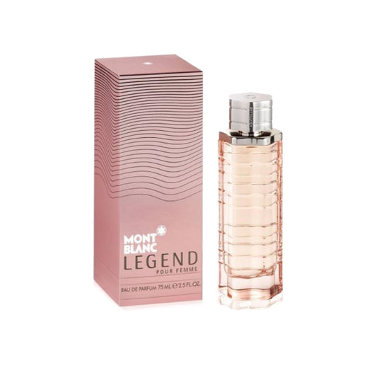 Mont Blanc Legend Eau de Parfum spray bottle and packaging, for women, 2.5oz size.