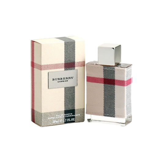Burberry London Eau De Parfum Spray bottle and box with branding and product information displayed.