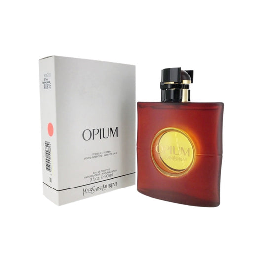 Opium Eau De Toilette Spray bottle and packaging, with the brand name prominently displayed.