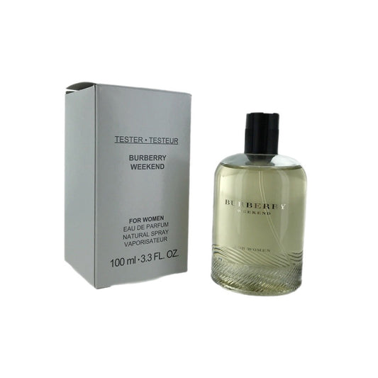 Burberry Weekend EDP tester bottle and packaging, for women, 3.3oz/100ml, with branding and product information on the label.